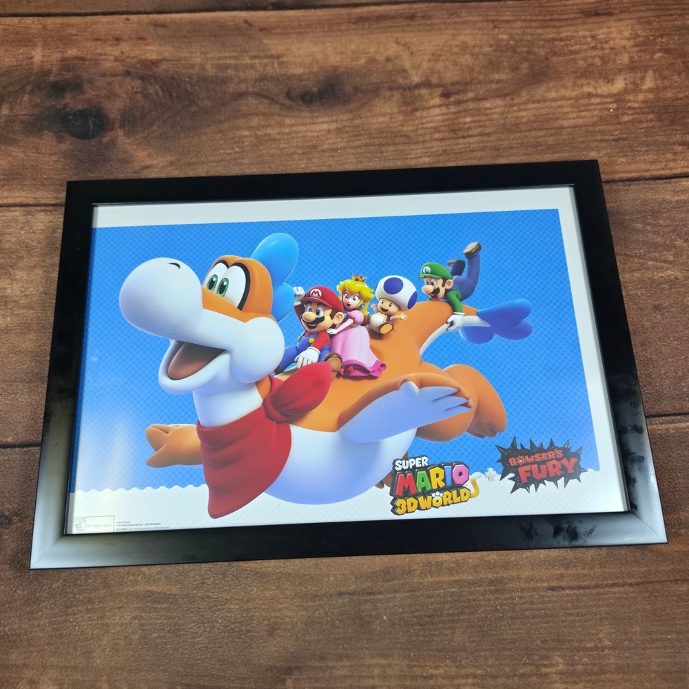 Nintendo Framed Poster Kids 19x13 Blue Good Super Mario 3D World Bowser's Fury